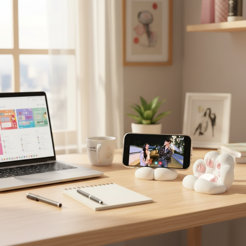 New Cute Cat Paw Mobile Phone Stand Desktop Smartphone Durable Holder 3D Printing Desktop Decor for Girls Gifts Home Decorations